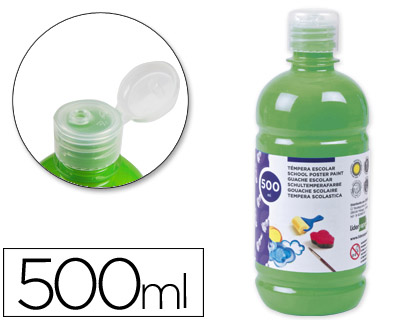 Témpera líquida Liderpapel escolar 500ml. verde